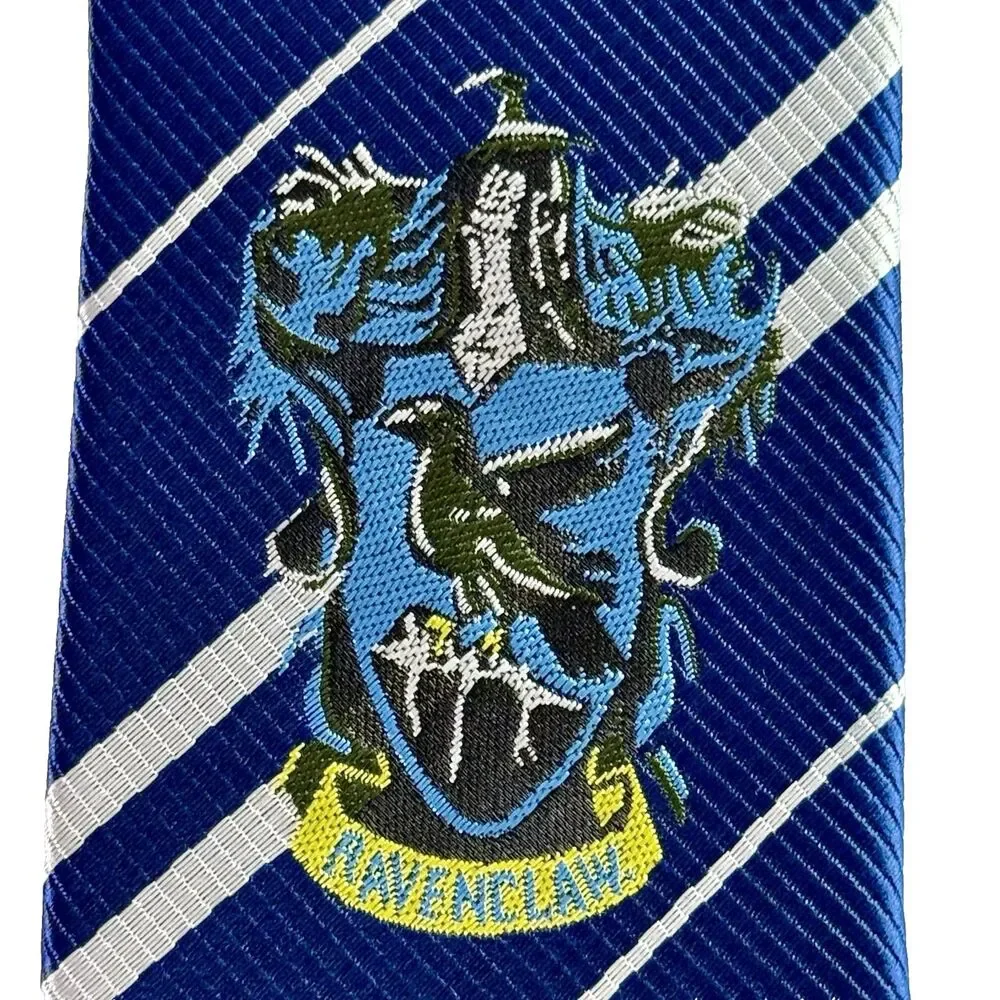 HARRY POTTER - RAVENCLAW Men's Tie - Blue White Striped w/Crest 58